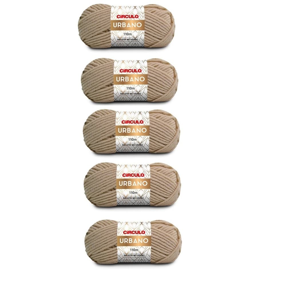 Lã Círculo Urbano - Kit C/ 5 Novelos 100g Fio Grosso E Macio
