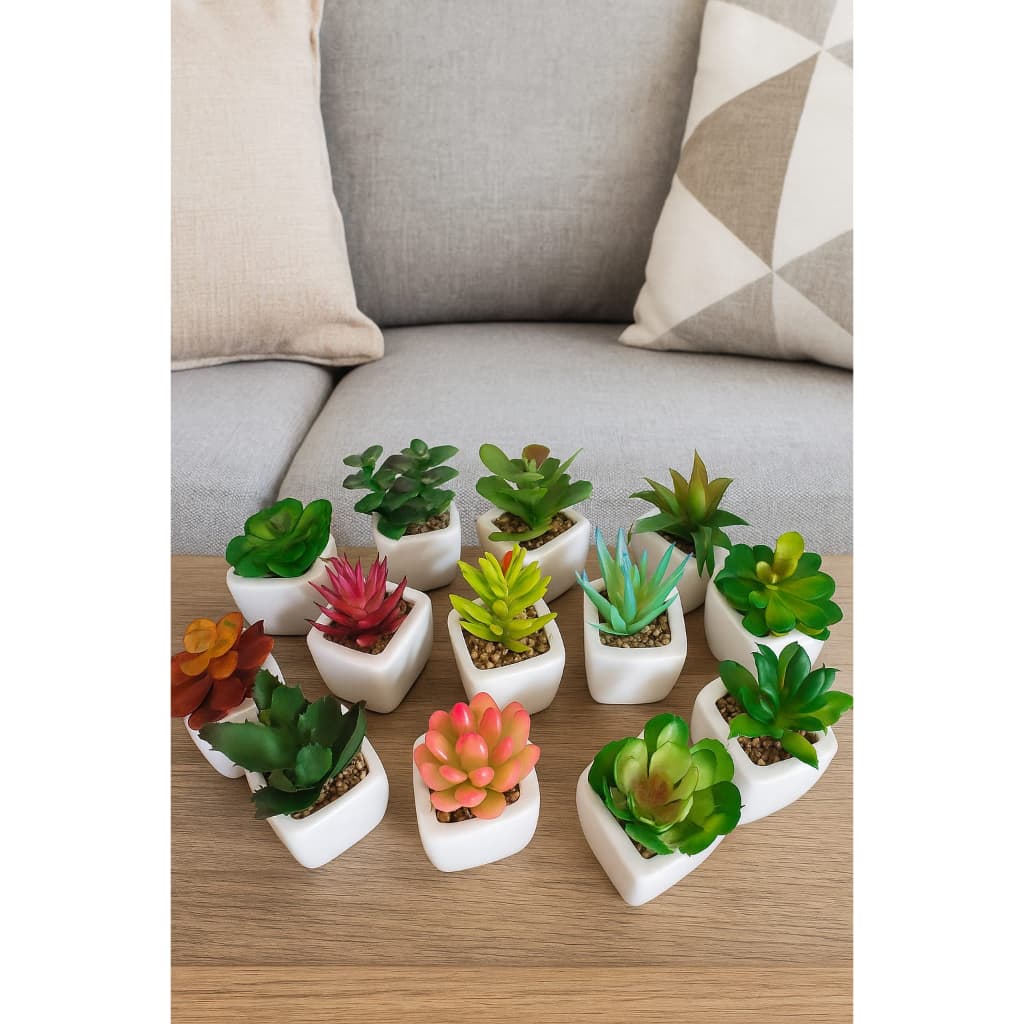 Suculentas Cactos Plantas Artificiais 6 Vasinhos Mini Vasos