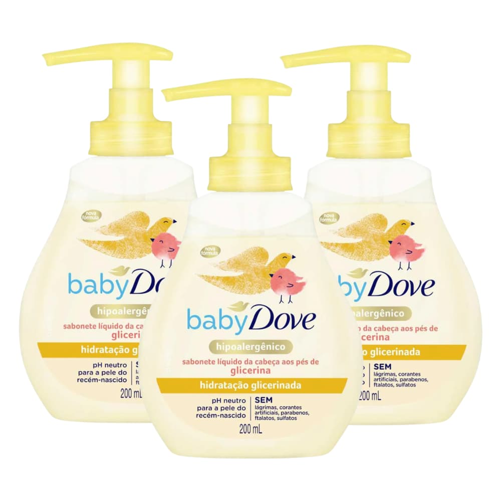 Sabonete Líquido Baby Dove Hidratação Glicerinada 200ml | Hipoalergênico | pH Neutro | Original