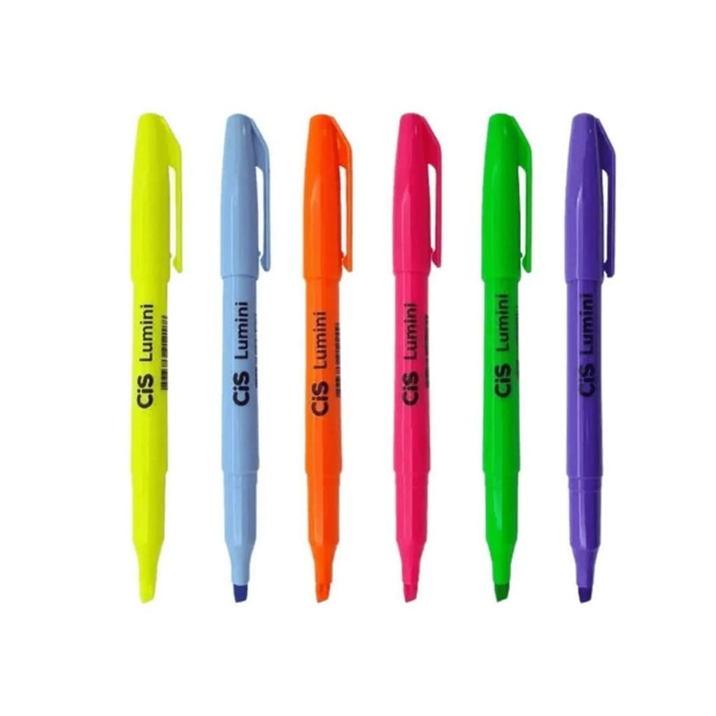 Caneta Marca Texto Cis Lumini Cores Neon Com 6 Unidades