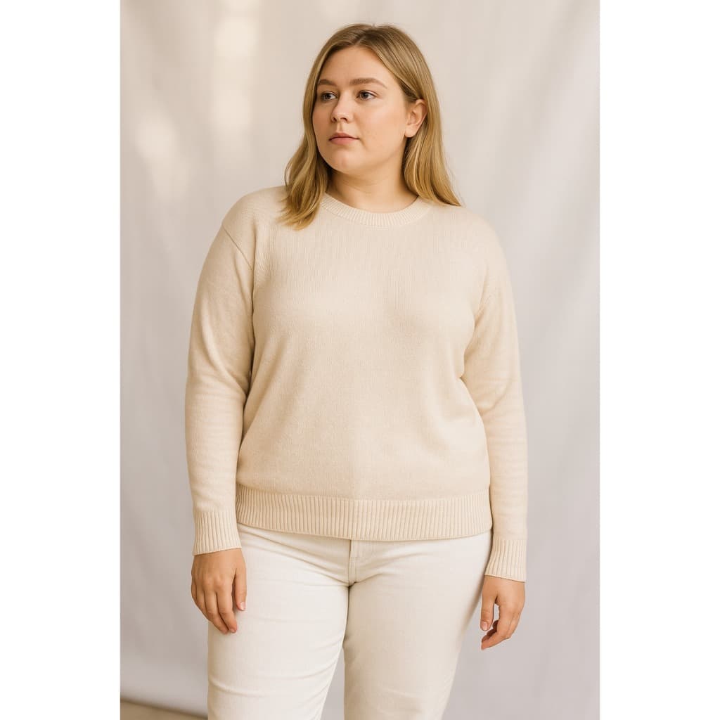 Blusa Tricô Plus Size Meia Malha Gola Redonda Tricot Canelado