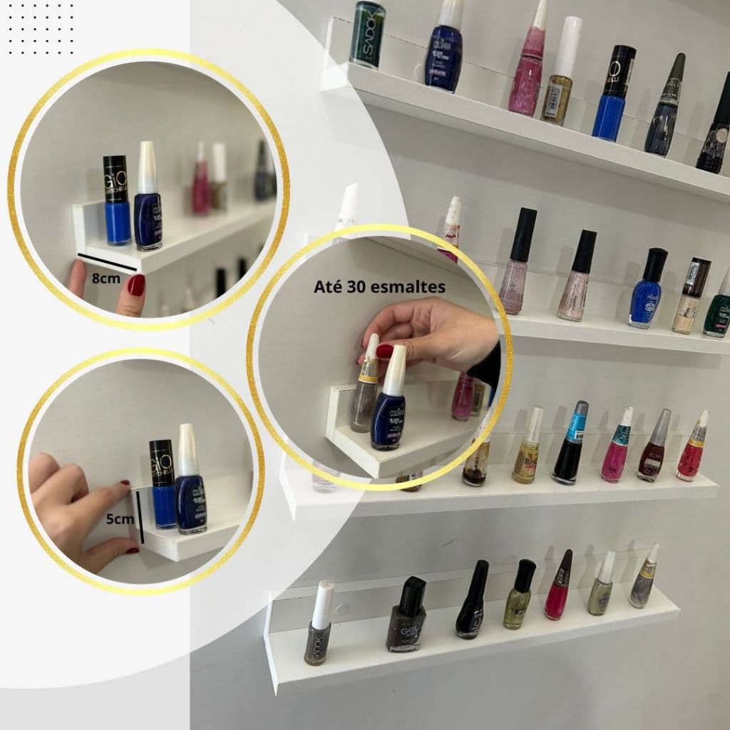 kit de 06 Prateleiras Para Esmaltes  Unhas Expositor Exposição De Esmalte Salão De Beleza Cuidado Com Unhas Ferramentas