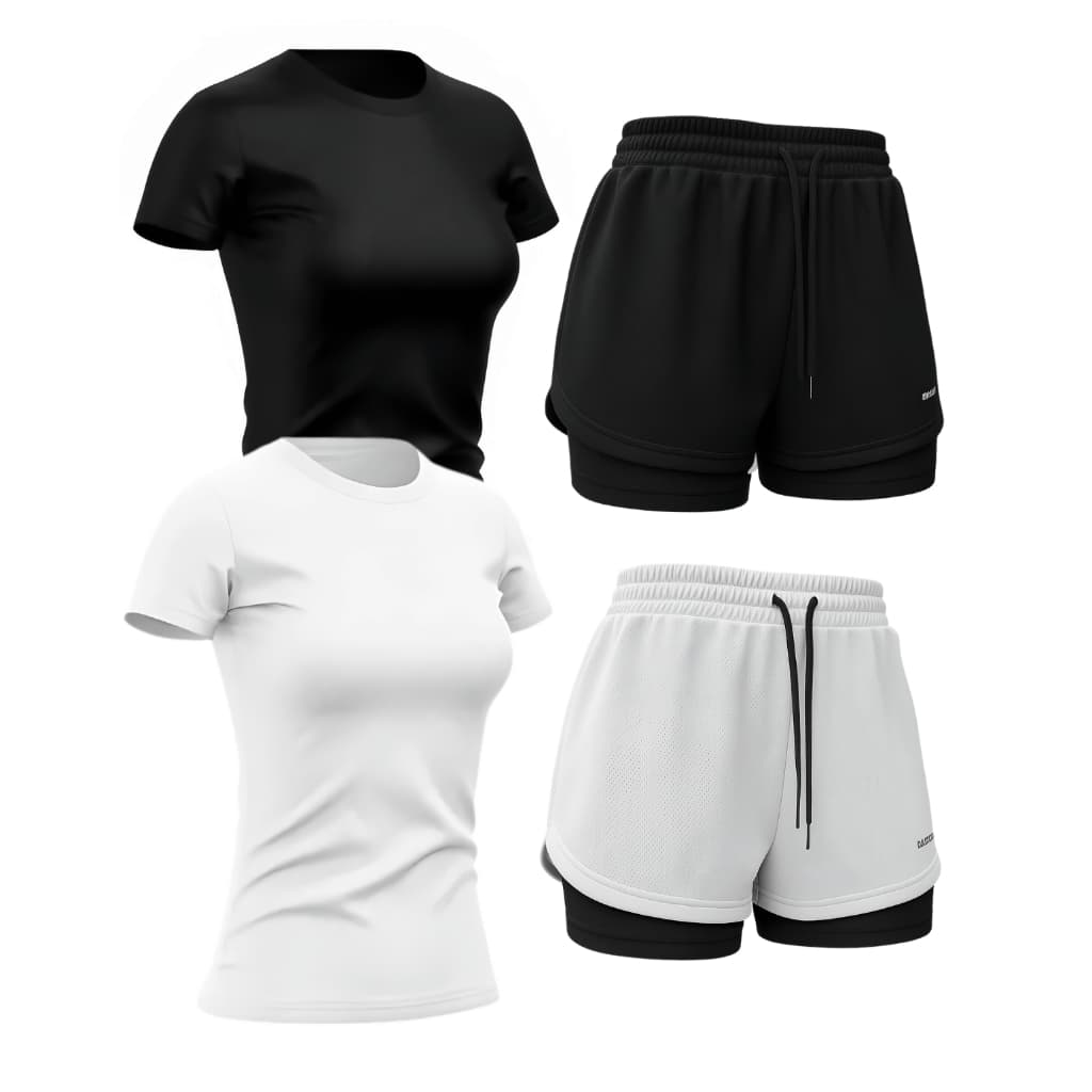Kit 2 Baby Look Camisa 2 Shorts Dry Fit Feminino Academia Fitness Mulher Treino
