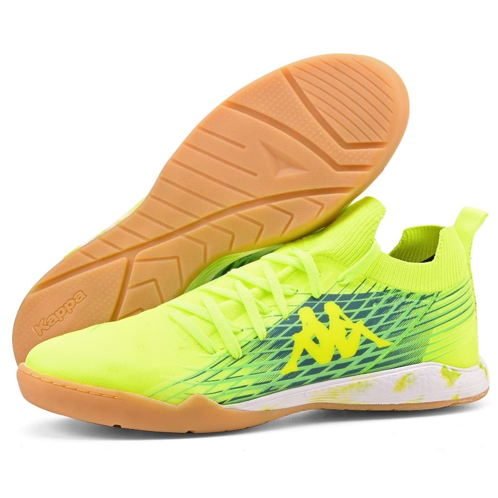 Chuteira Kappa Maestro Masculina Futsal Original Adulto Amarelo Verde Confortável