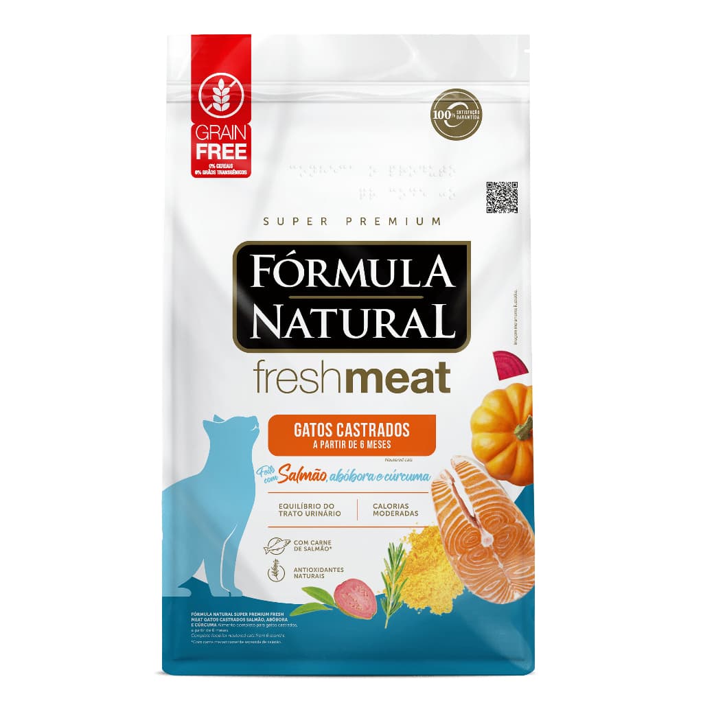 Ração Fórmula Natural Fresh Meat para Gatos Castrados Salmão 10,1kg