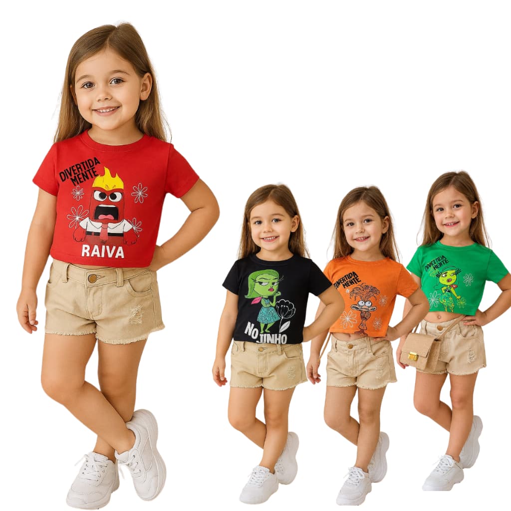 Camiseta Cropped Malha Infa/juvenil Divertidamente Alegria