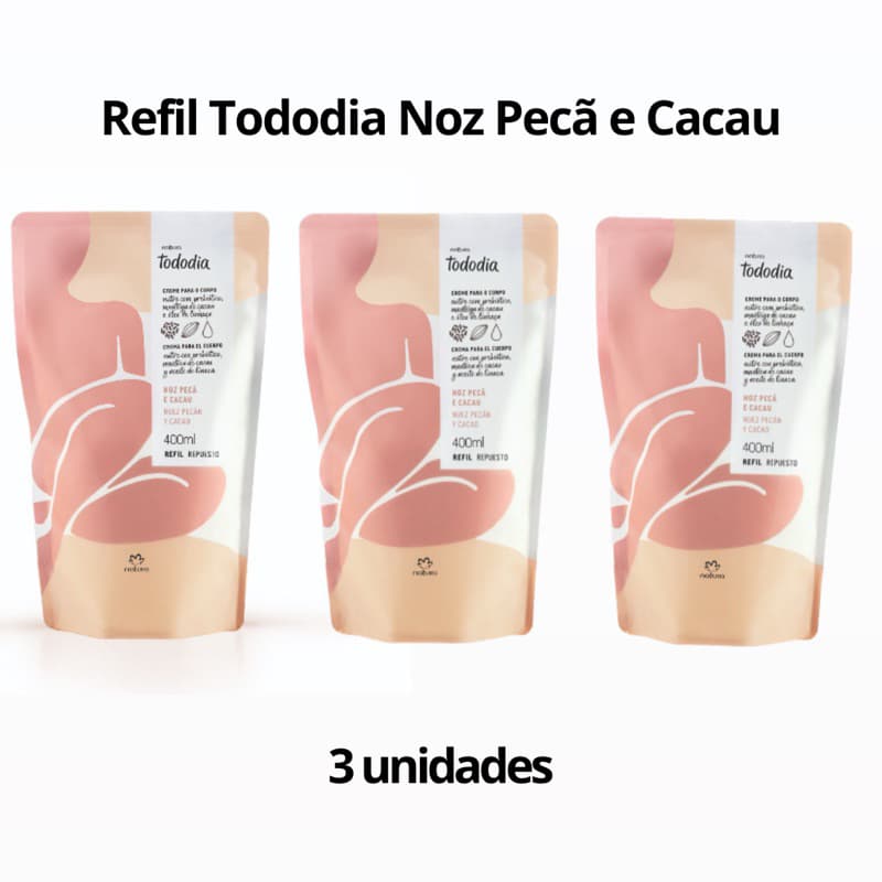 kit Refil Creme Desodorante Nutritivo para o Corpo Tododia Noz Pecã e Cacau