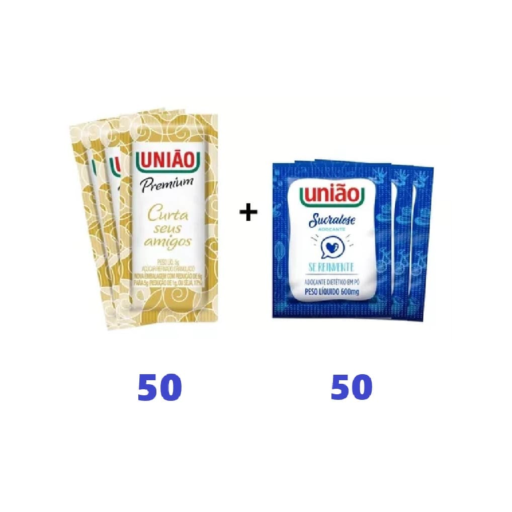 50 Açúcar União + 50 Adoçante União
