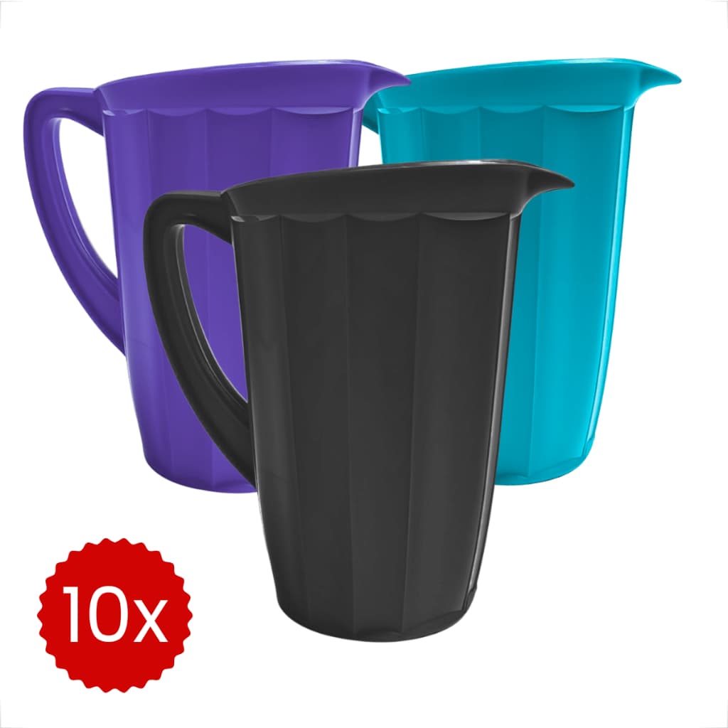 Jarras Plasticas Kit 10un Diversas Cores 1,7L Para Piqueniques Cozinhas Jarra de Sucos