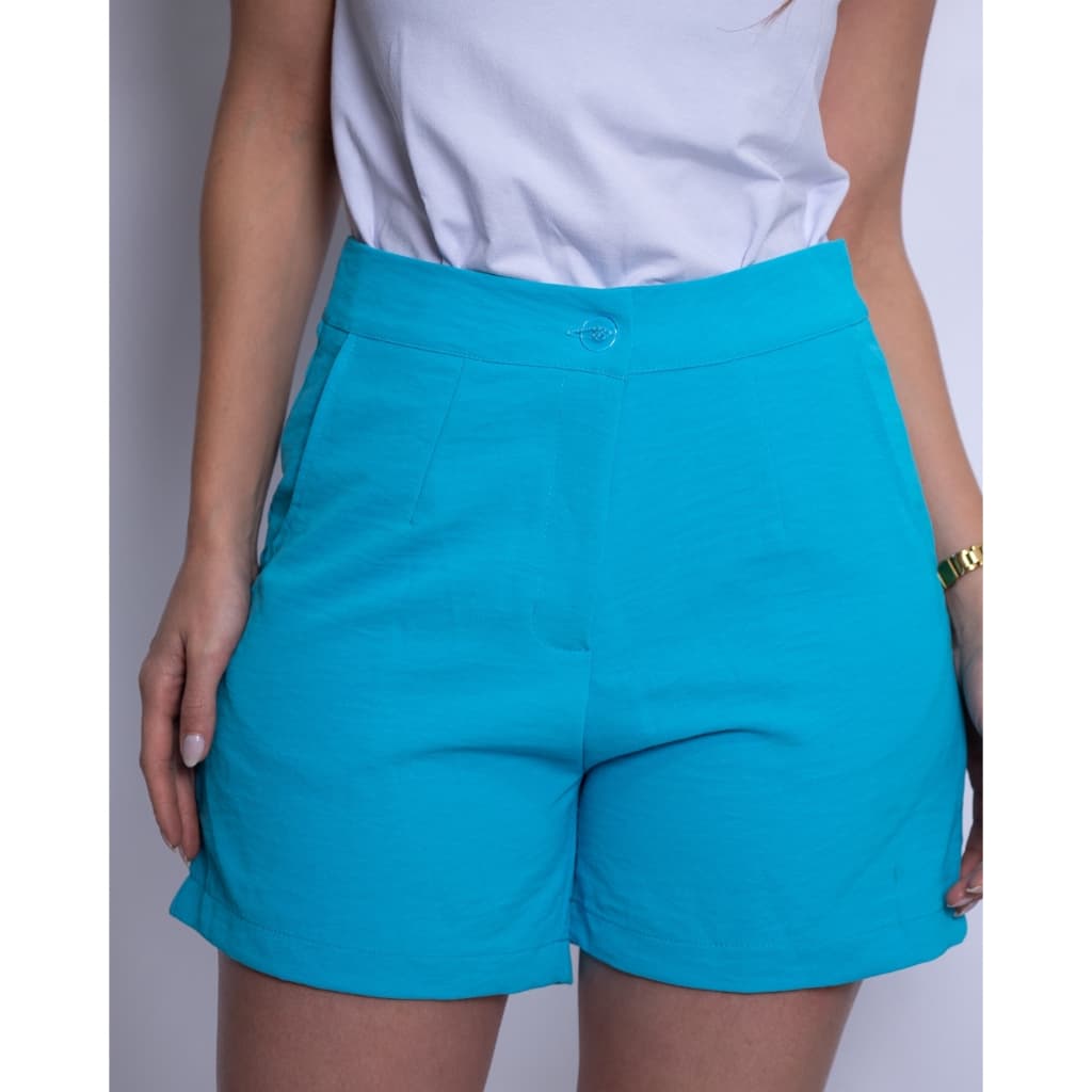 Short Feminino Alfaiataria Casual Basico Elegante Shorts Bolso Lateral Com ziper e Botão Tecido leve e Confortavel