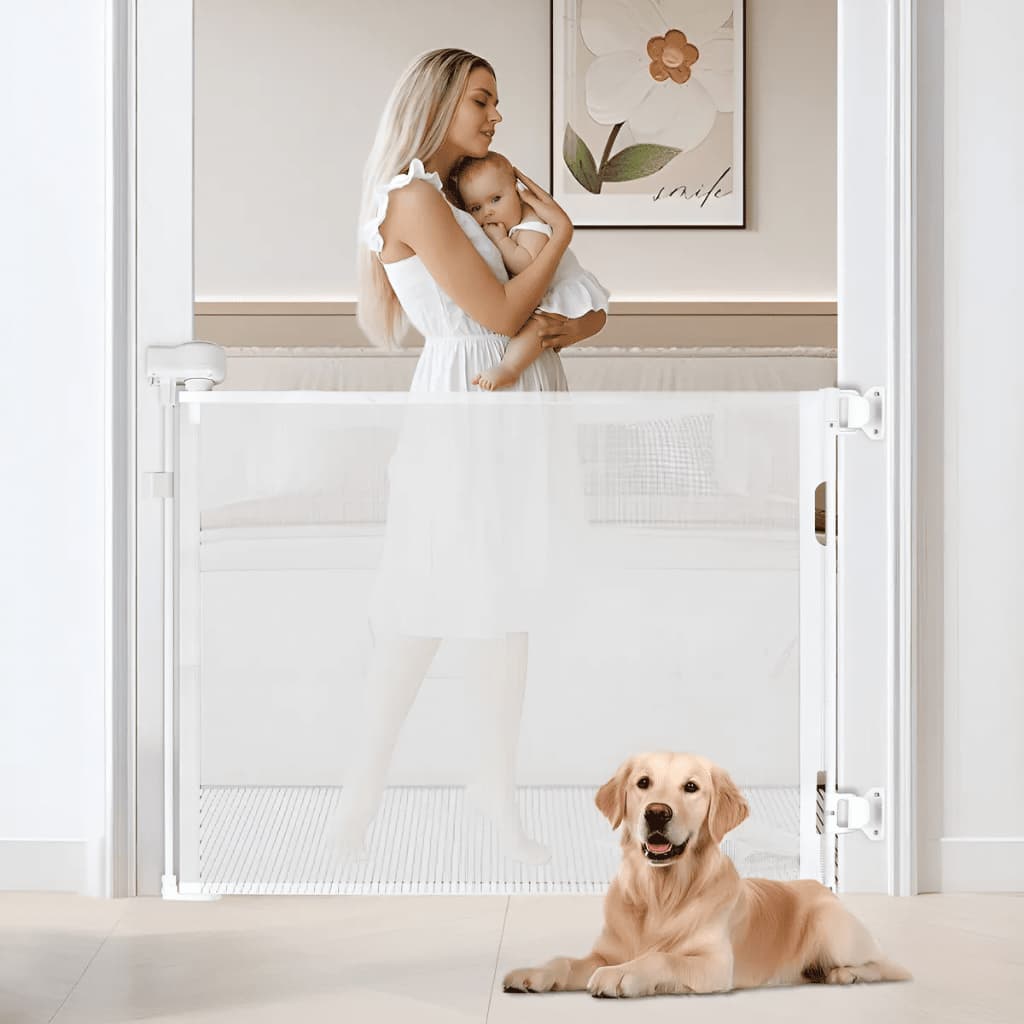 Portão Para Pet Criança Cercadinho Proteção Retrátil Grade Infantil Cão Cachorro