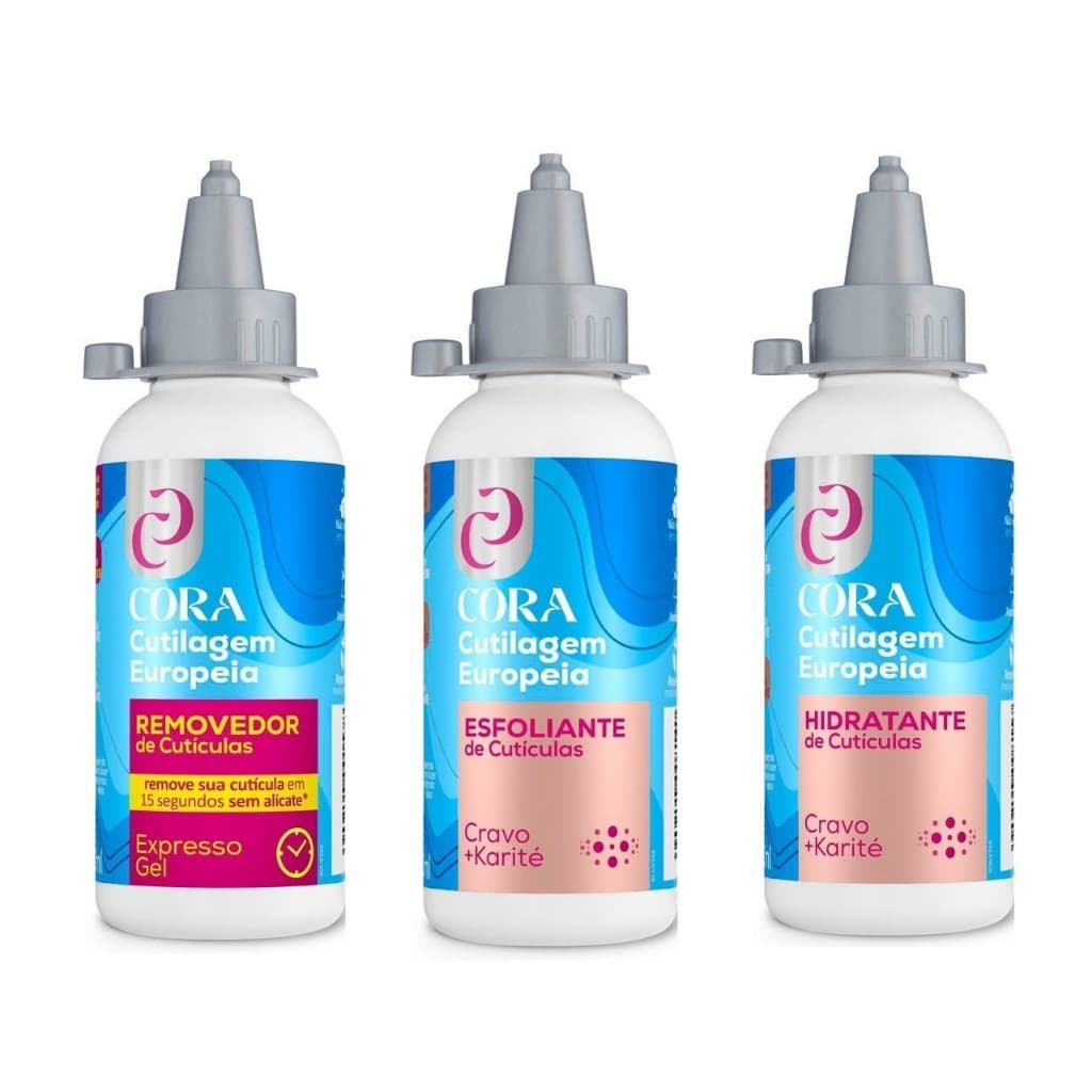Kit Cutilagem Europeia Kinq Removedor + Esfoliante e Hidratante - Cora