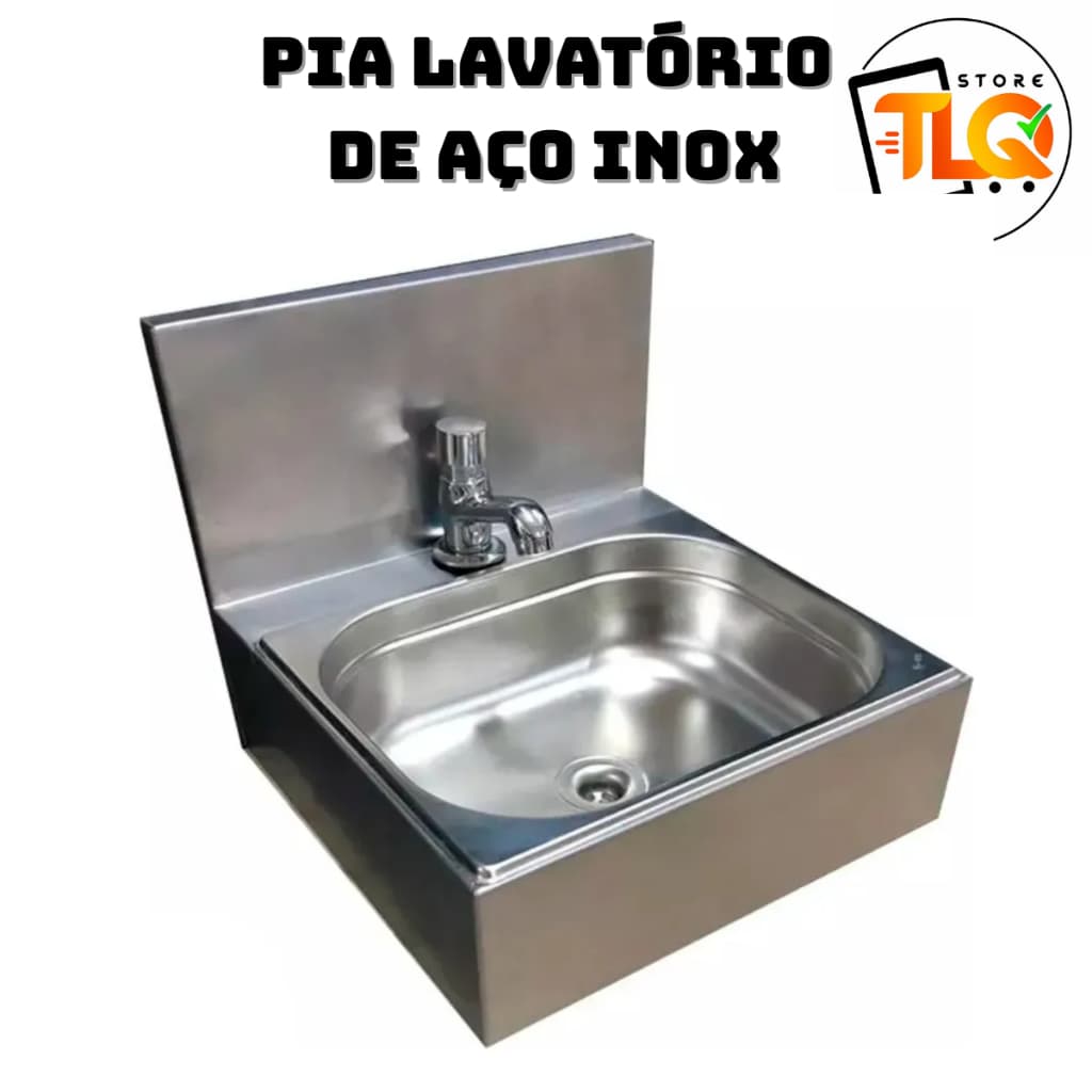 Pia Lavatório De Inox Suspenso Com Torneira Prata E Valvula
