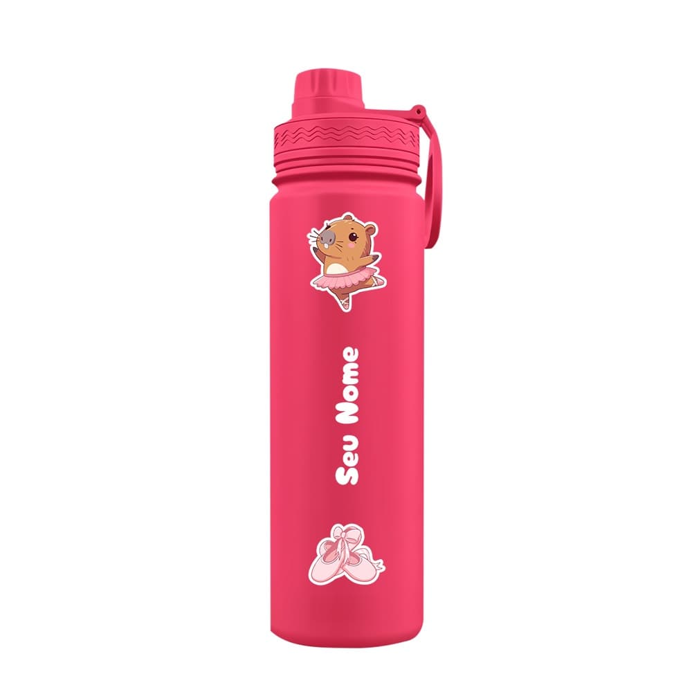 Garrafa Térmica Fresh Personalizada Com Alça Capivara Ballet Com Nome