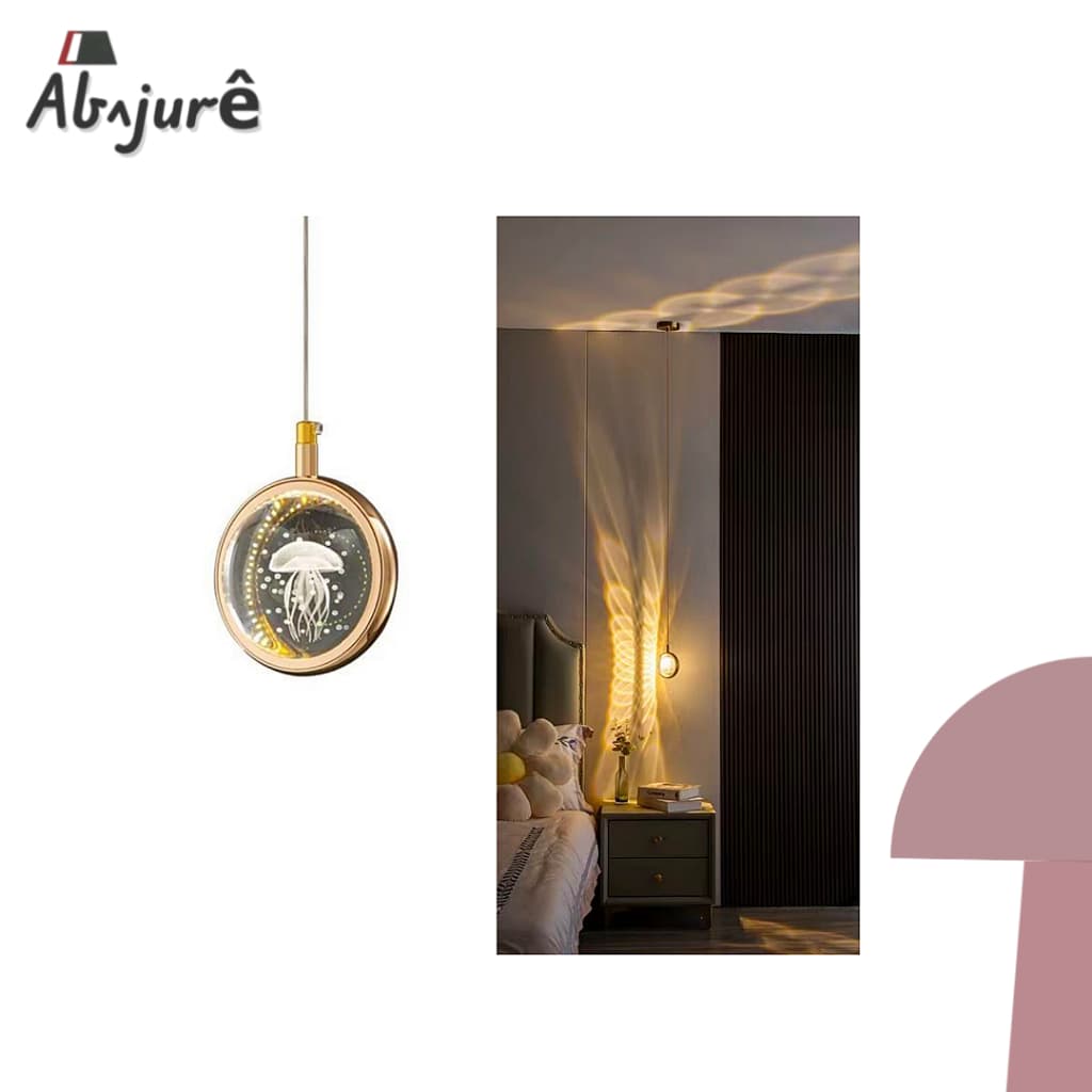 Luminária Pendente Luminaria De Teto LED Cristal Bolinha Luxo 10CM Dourado Dente De Leão Água Viva