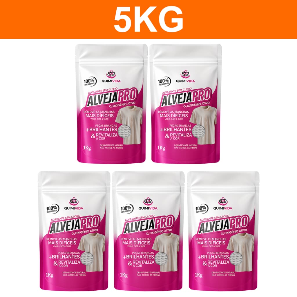 Tira manchas clareador de roupas original até 5kg - AlvejaPRO