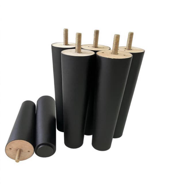 Pés 12cm de Cama Box Com Pezinho Madeira Maciça Com 12cm Casal ou Solteiro - Cor Preto