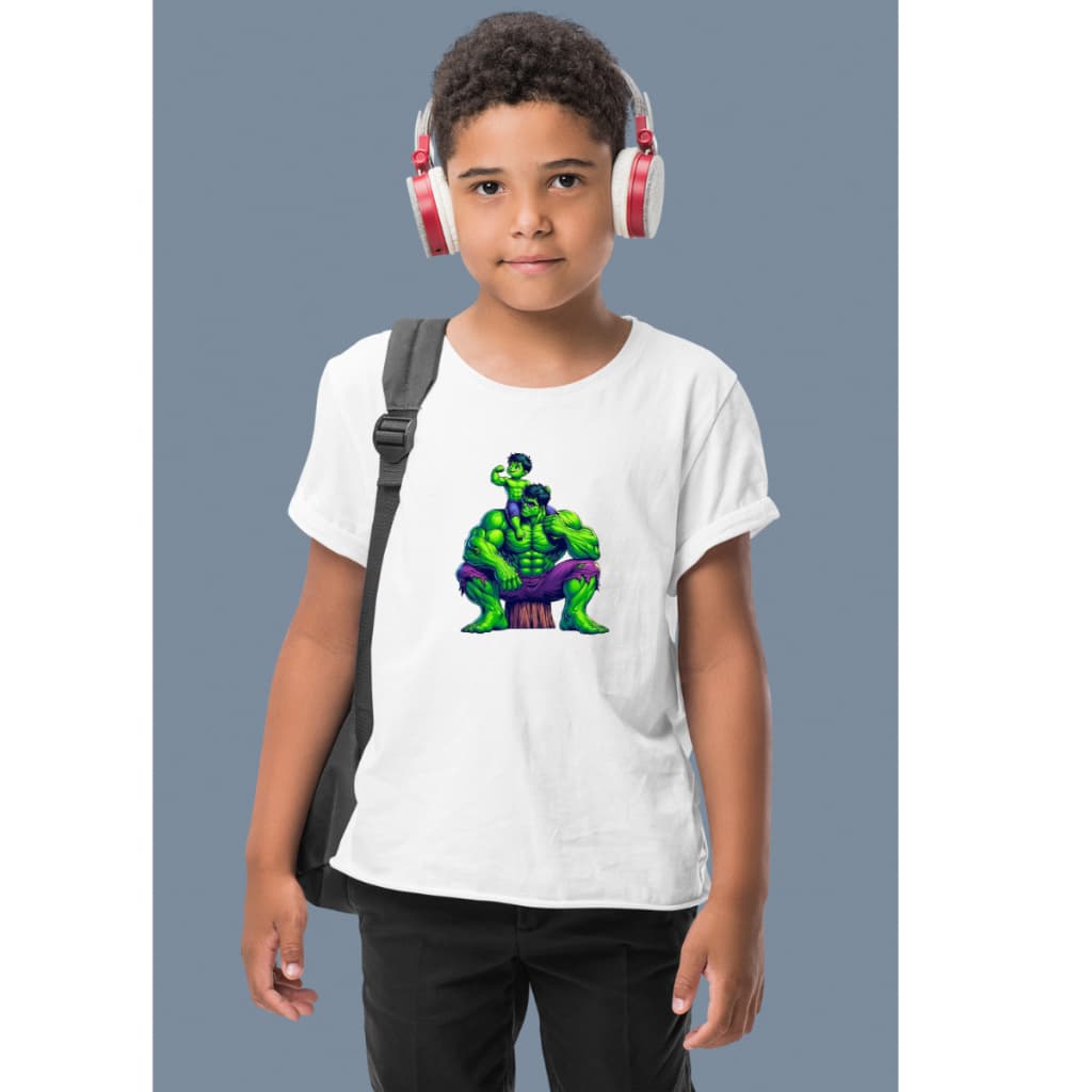 CAMISETA INFANTIL HEROI HEROIS HULK PAI E FILHO VERDE ROUPA CAMISA 2