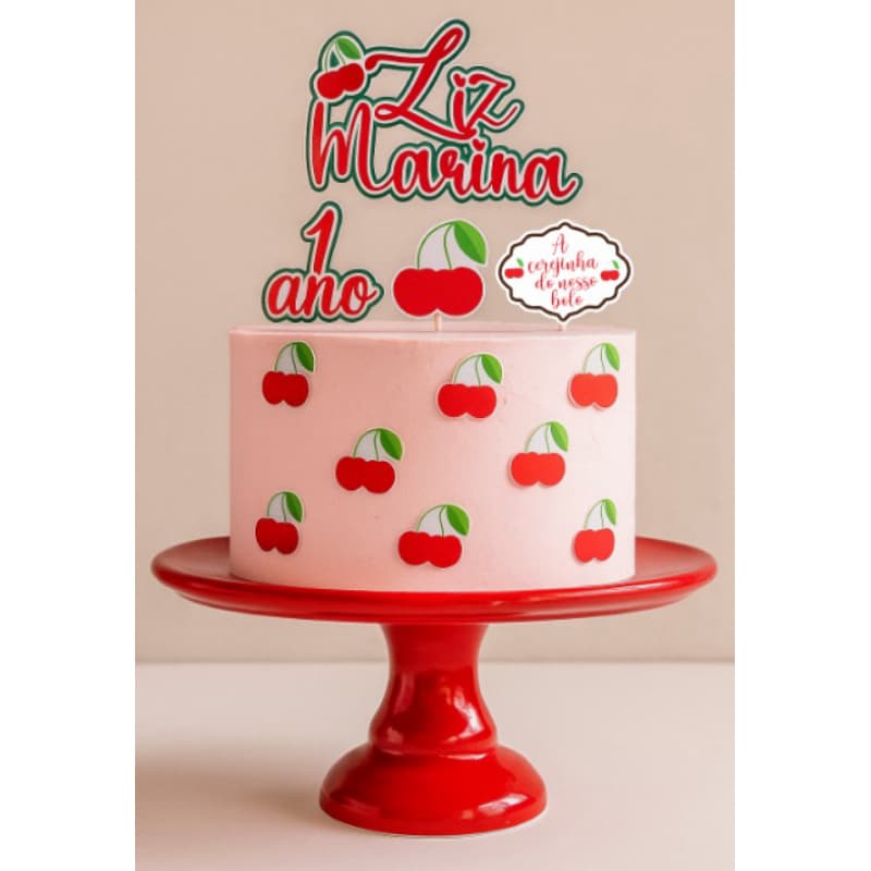 Topo Cerejinha do nosso bolo. Festa  Cereja. Aniversários. Tema da festa Cerejinha. TOPO MESVERSÁRIO. ENVIO RÁPIDO!