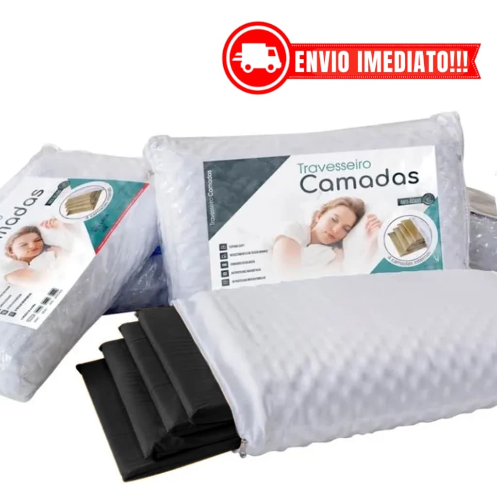 Kit 02 Travesseiro Em Camadas Ortopédico Magnético + Saúde - Anti Ronco - Ajuda Aliviar Dores