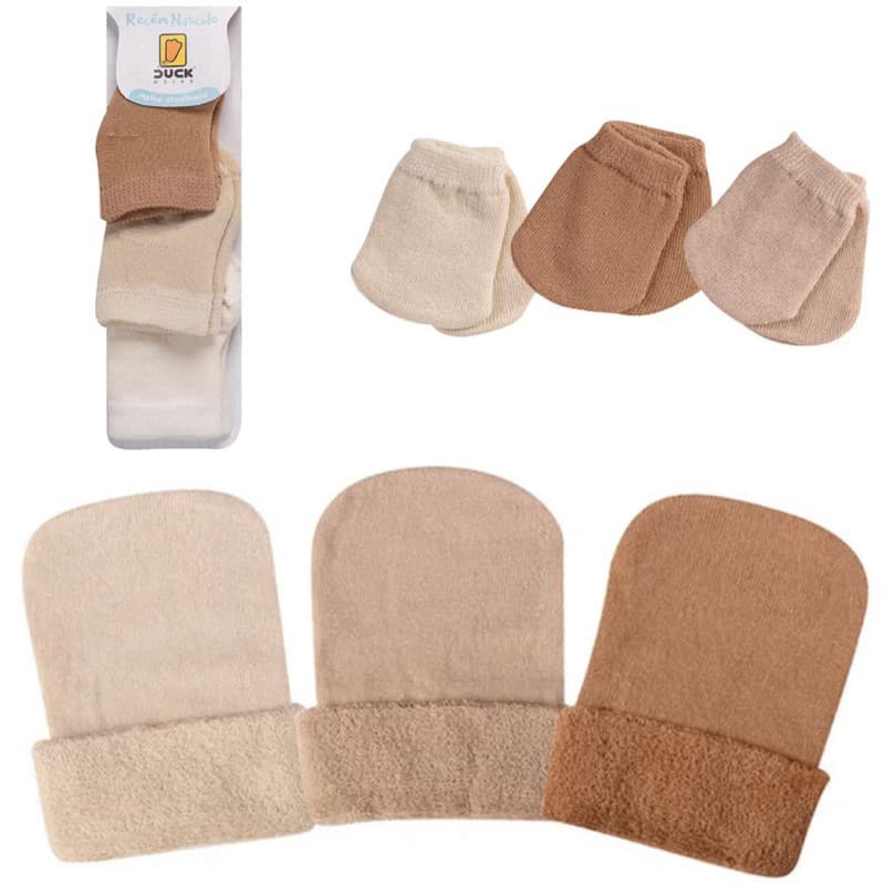 Kit Bebê Recém Nascido RN 9 Peças Touca Luva Meia Enxoval Maternidade Menino Menina 0 a 3 Meses