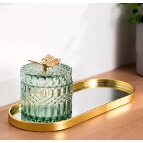 Bandeja Decorativa Espelhada Multiuso Oval Banheiro Lavabo Decoração Sala Mesa Luxo