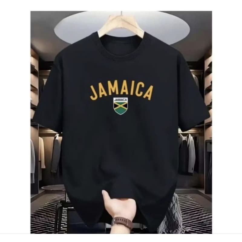 Camiseta Jamaica Bandeira Masculina Casual de Algodão