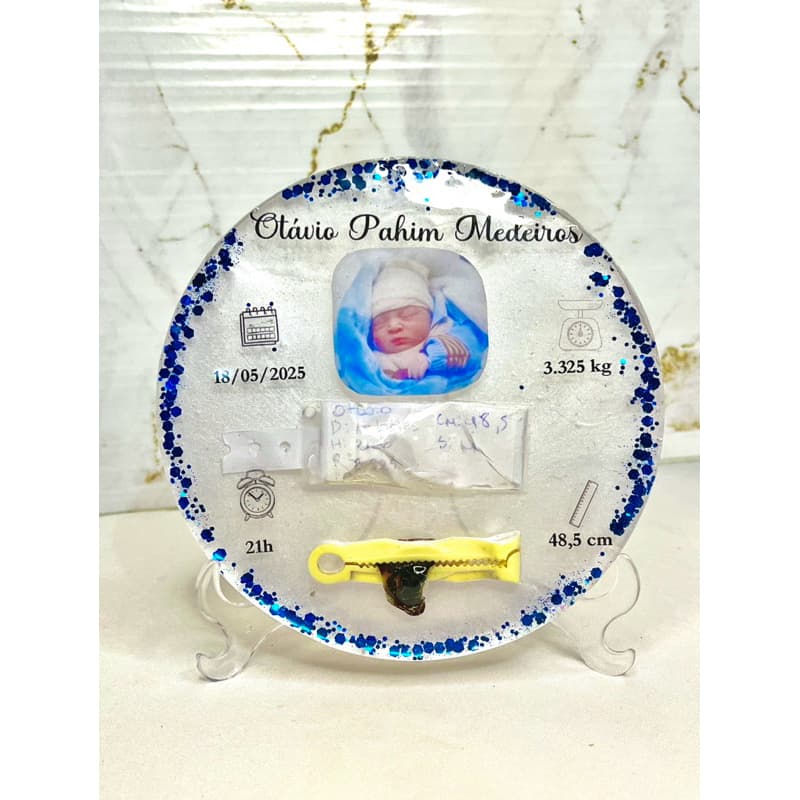 Eternização Redonda Coto umbilical Eternização pulserinha maternidade quadro em resina lembrança do bebê quadro umbigo