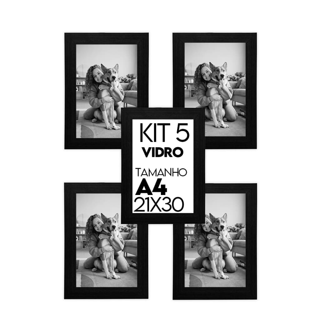 Kit 5 Porta Retratos 21x30cm A4 Para Certificados e Diplomas Parede Escritório