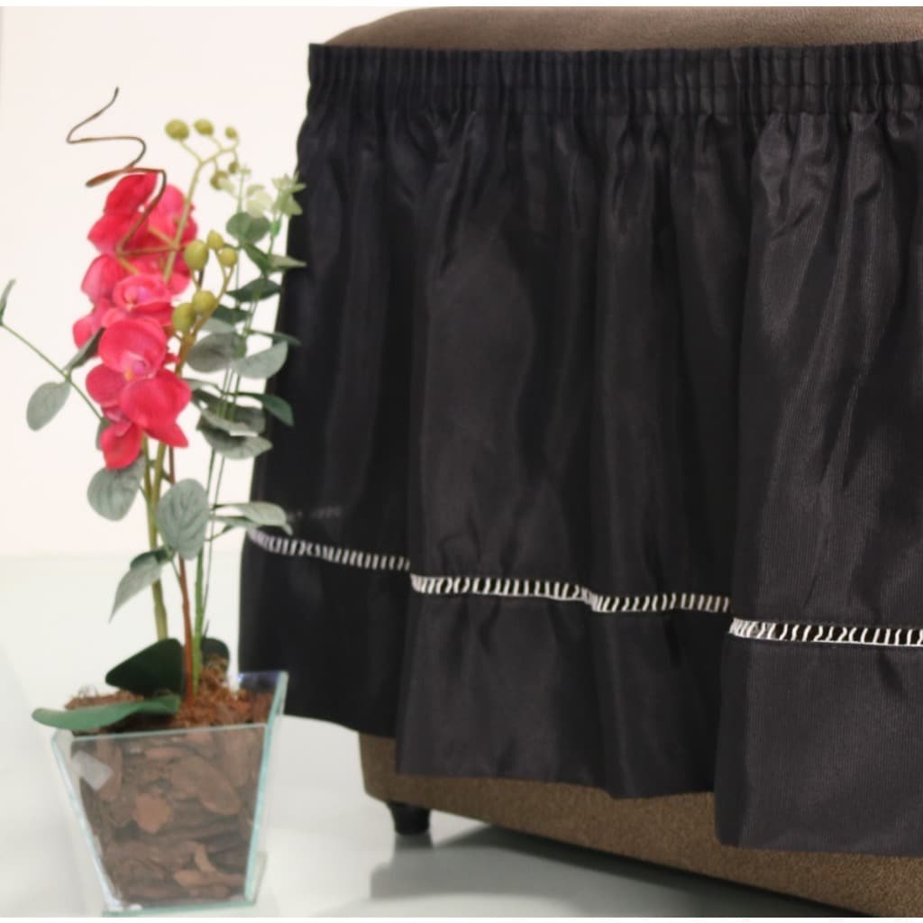 Saia para Cama Box Casal com Elástico e Fivela Reguladora | Modelo Ponto Palito, Tecido Poliéster