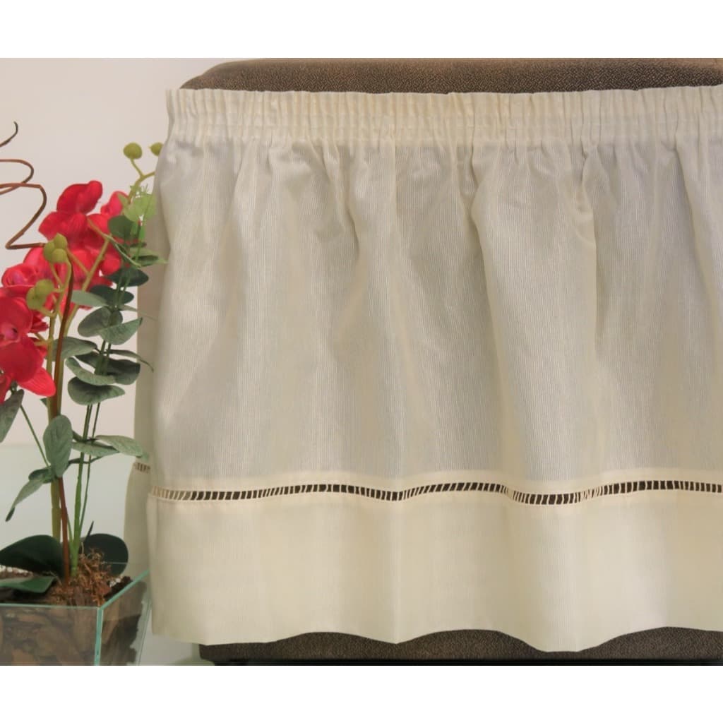 Saia para Cama Box Queen com Elástico e Regulador | Modelo Ponto Palito, Tecido Poliéster
