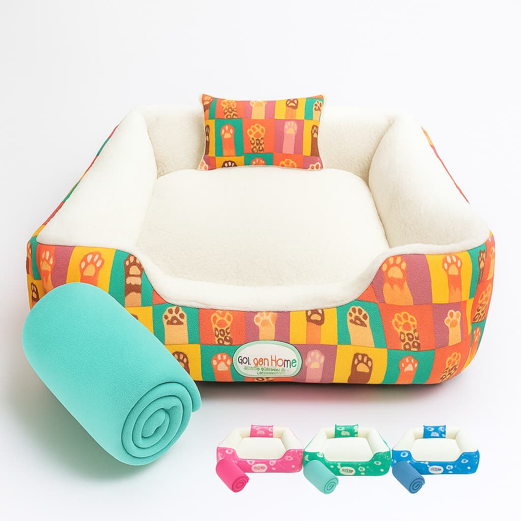 Cama Caminha de Cachorro Gato 60x60 3pc Cama Pet Impermeável Com Zíper Mantinha Pet