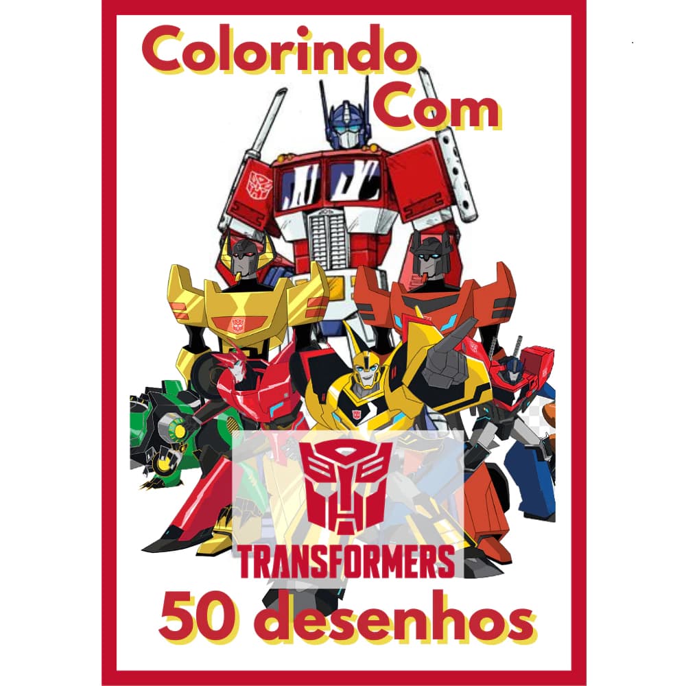 Kit 50 Desenhos Para colorir Infantil Grande Transformers