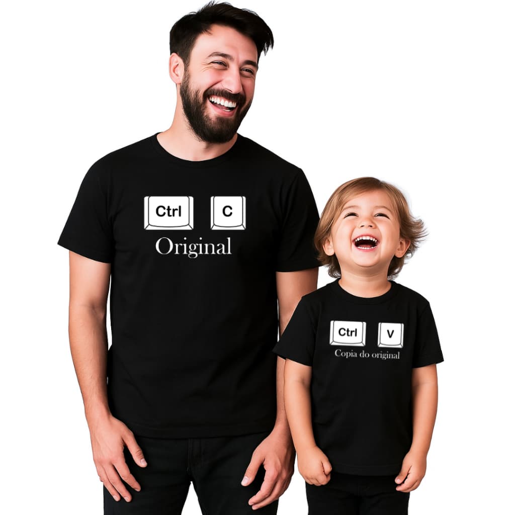 Kit Com 2 Camisetas Dia das Mãe ou Dia dos Pais Estampada100% Algodão Ctrl + C Ctral + V