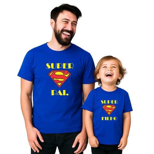 Kit Camisa Tal Pai Tal filho Estampada100% Algodão Super Pai Super Filho Dia do Pais