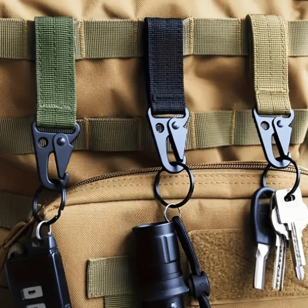 Chaveiro Mosquetão em Nylon Suporte Para Pendurar Acessórios em Cinto Tirantes Colete Molle
