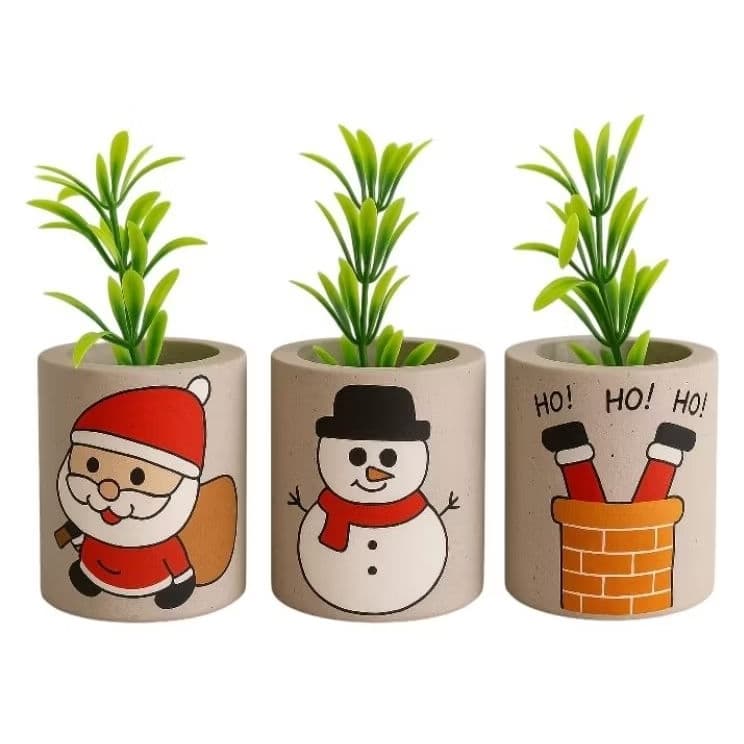Enfeite de Natal vasinho com Planta Artificial lembrancinha decoração