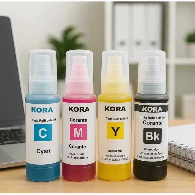 Kit 04 Refil Tinta Compatível Para L220, L1300, L355, L365, L850, L395, L396, L455, L120, L565, L495