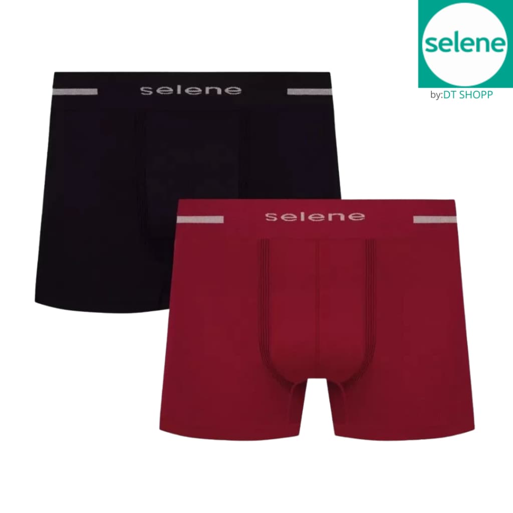 Kit 2 Cuecas Boxer Selene Masculino Microfibra Box Sem Costura Original