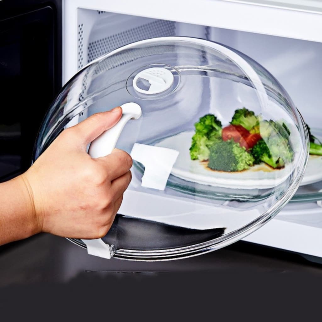 Tampa de Microondas  TRANSPARENTE Protetor Anti Sujeira Comida Com Válvula Alça De Plástico