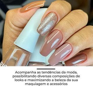 Risque Perfeitinha Kit com 4 Esmaltes Hipoalergênicos Tons Nude Glitter Kit Manicure