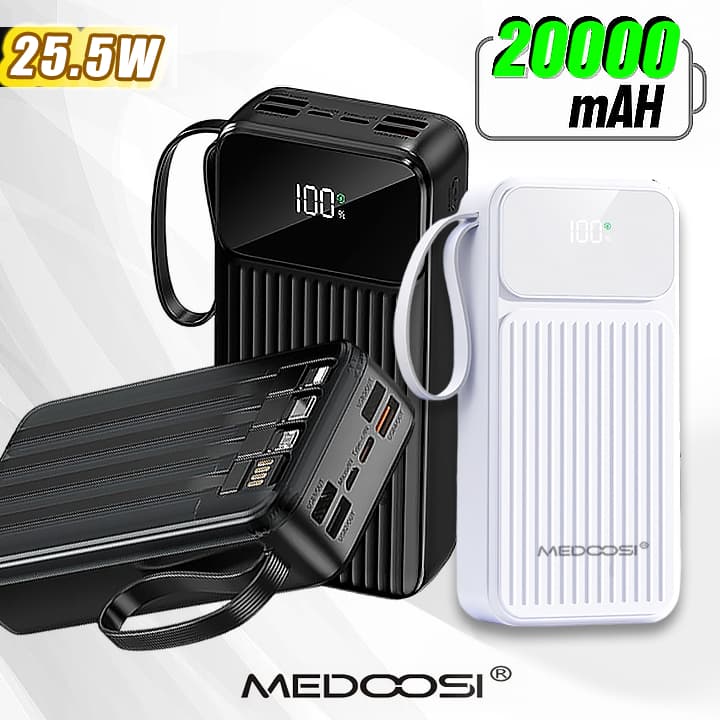 MEDOOSI-Carregador Power Bank Portátil de celular 20000mah Universal Saida 4 Cabos