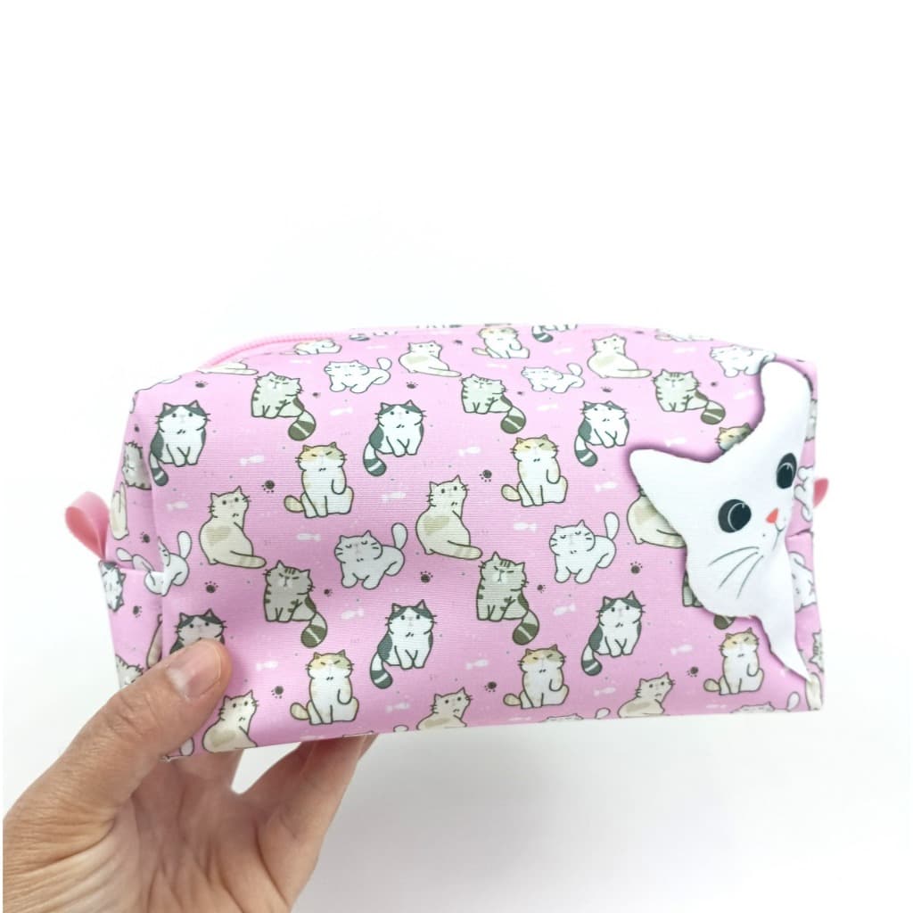 Necessaire estampada gatinho bolsa organizador