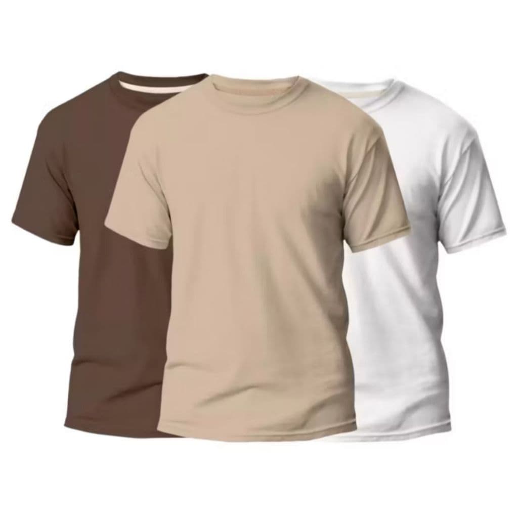 Kit 3 Camiseta Masculina 100% Algodão Básica Varias Cores Lisa Gola Redonda