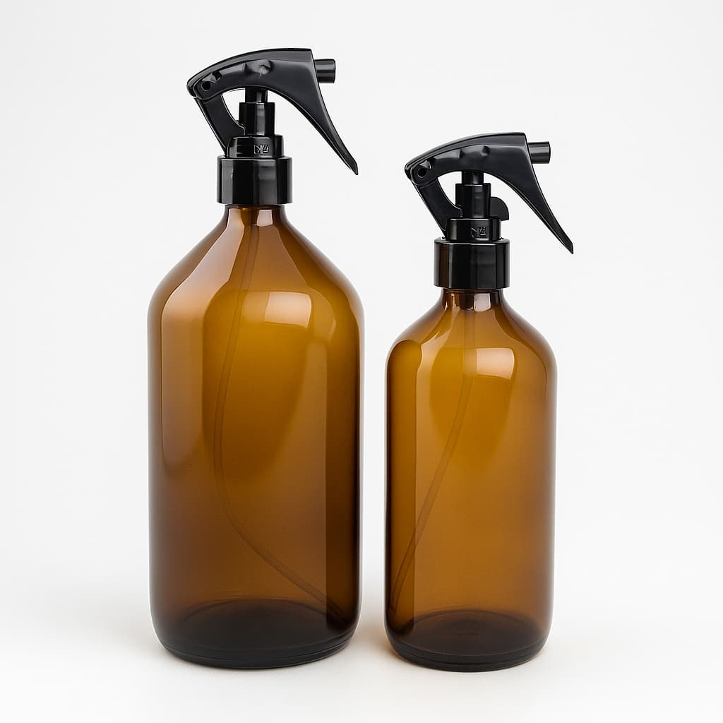 Vidro Âmbar Válvula Spray Gatilho 500mL/250mL Óleos Essenciais Aromatizantes