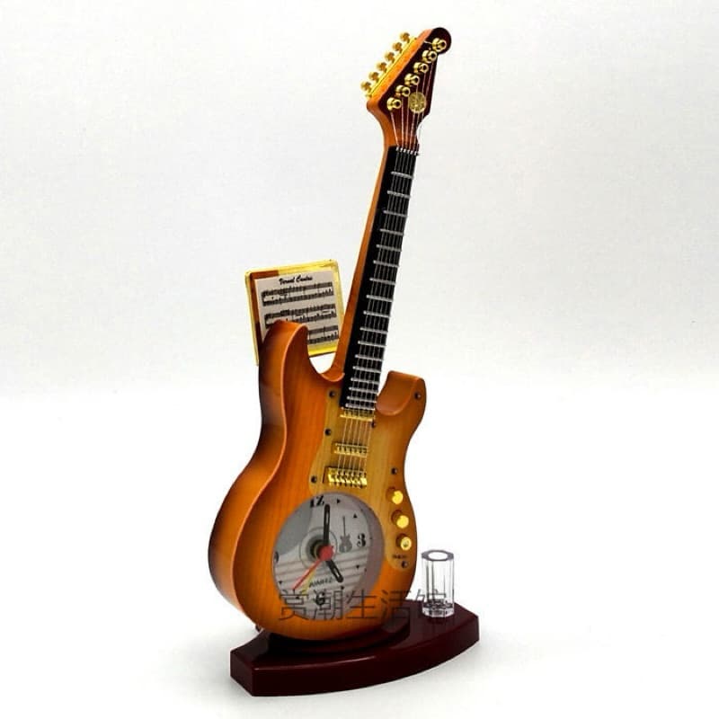 Relógio Formato Guitarra na Com despertador porta caneta Relogio de mesa