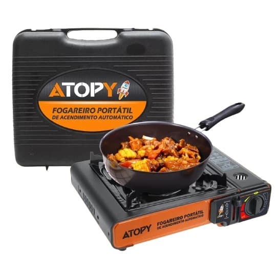 Fogareiro Portátil C/Acendedor Automático Multiuso Acampamento Pesca Atopy
