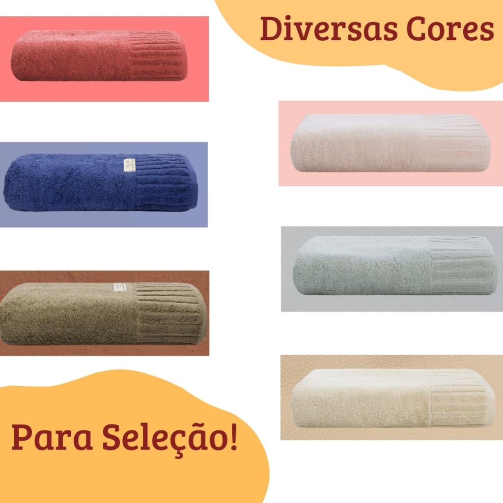 Kit 2 Toalhas 100% Algodão Gigante Macia Várias Cores Luxo