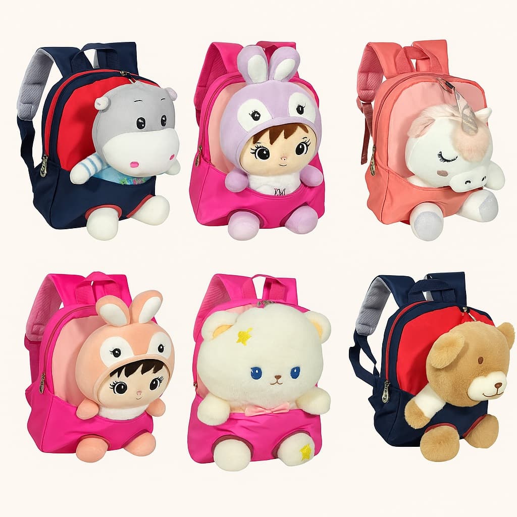 Mochila Mini Bolsa Infantil Passeio Com Pelúcia Bichinhos Fofinho