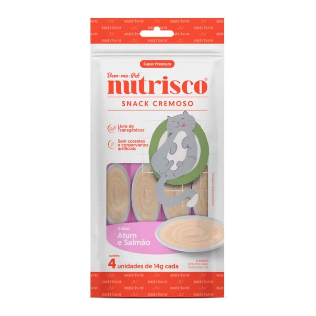 Petisco Purê Nutrisco sabor Atum e Salmão (4 unidades) Gatos